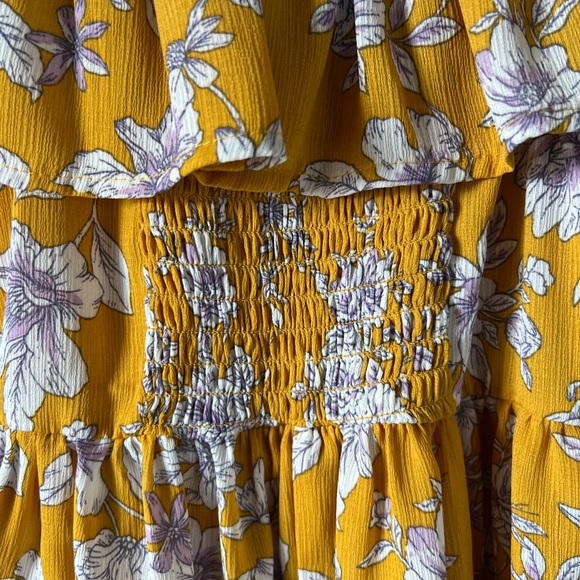 Yellow Floral Off the Shoulder Dress - Picture 4 of 6